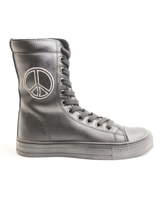 Obucca Hengli Siyah Gümüş Cilt Bilekli Postal Ayakkabı Obucca Hengli Siyah Gümüş Cilt Bilekli Postal Ayakkabı